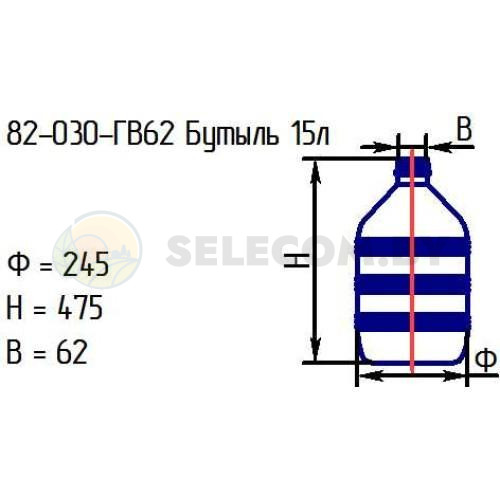 Бутыль 82-030-ГВ62 «Рифленая» 15л прозрачная с крышкой 0