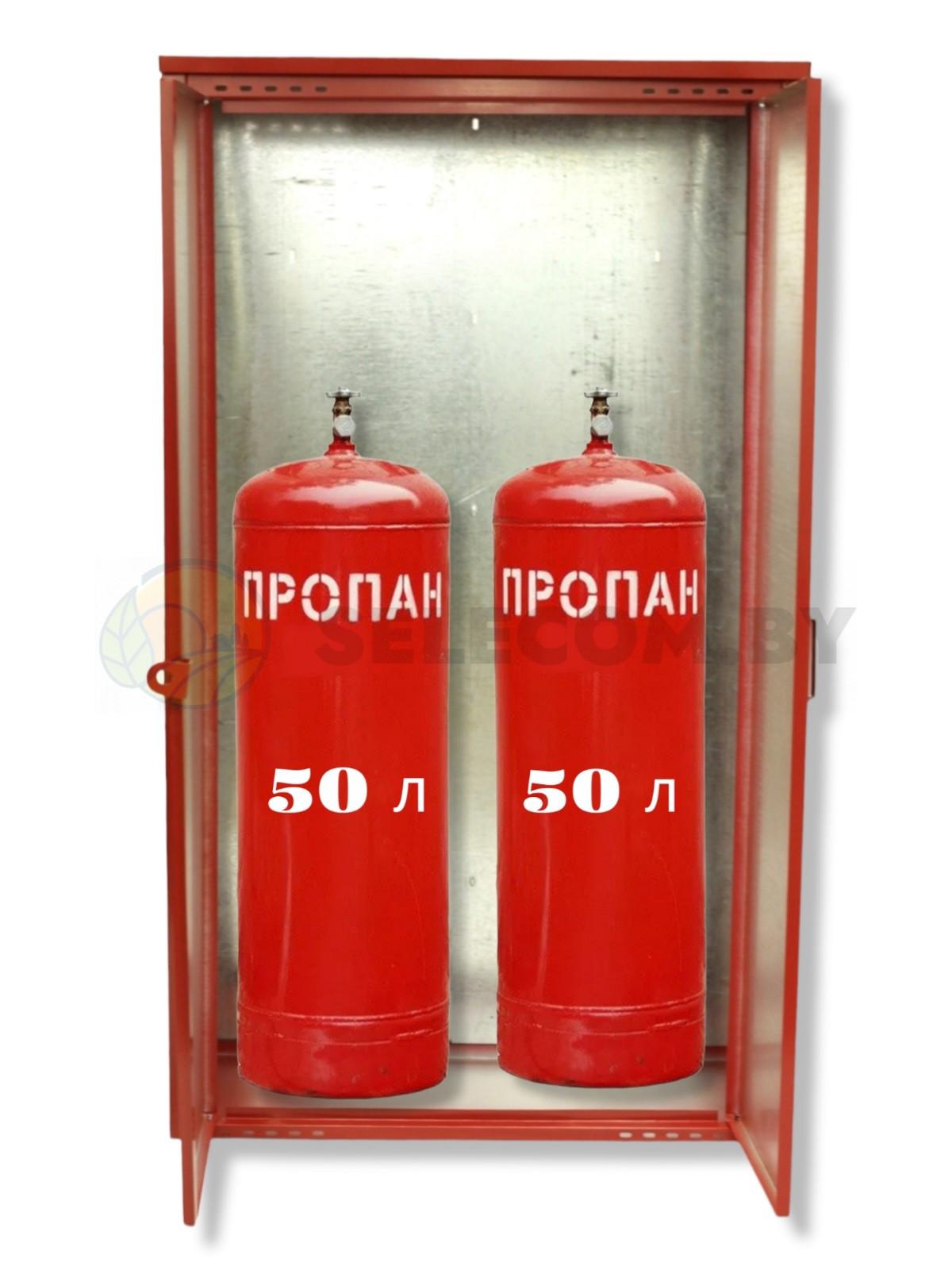 Шкаф для газовых баллонов (красный, 2*50 л.) высота 1,4 м. 2