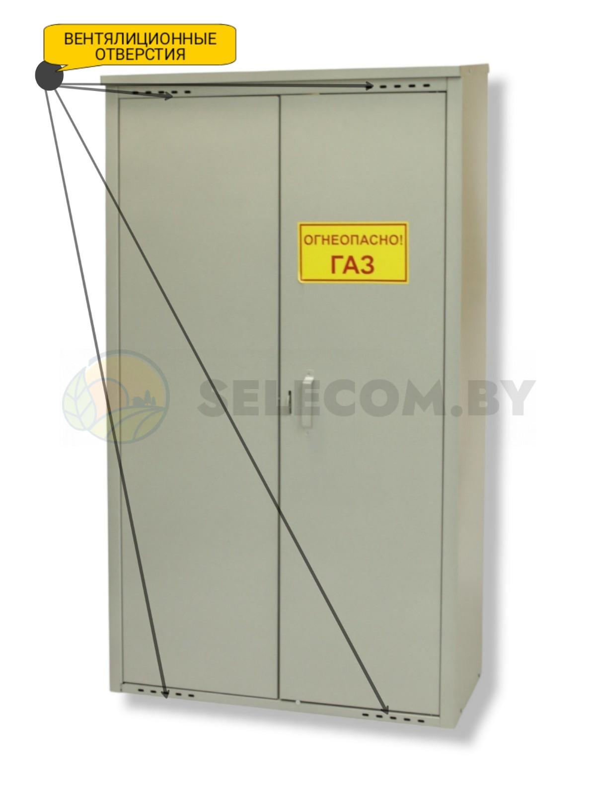 Шкаф для газовых баллонов (серый, 2*50 л.) высота 1,4 м. 8